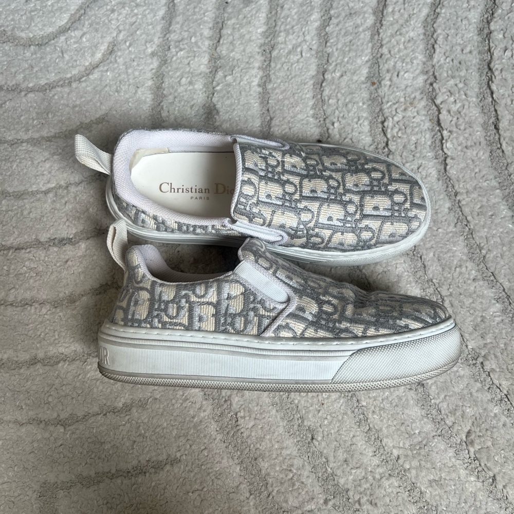 DIOR GREY OBLIQUE SLIP ON SNEAKERS SIZE 35 EU / 5 US